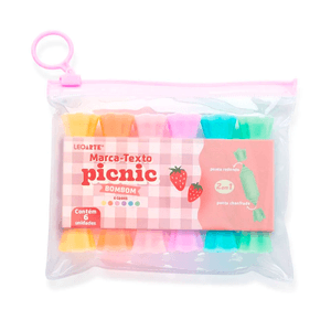 Marca-Texto Mini 2 em 1 Bombom Picnic com 6 Cores - Leo-Leo